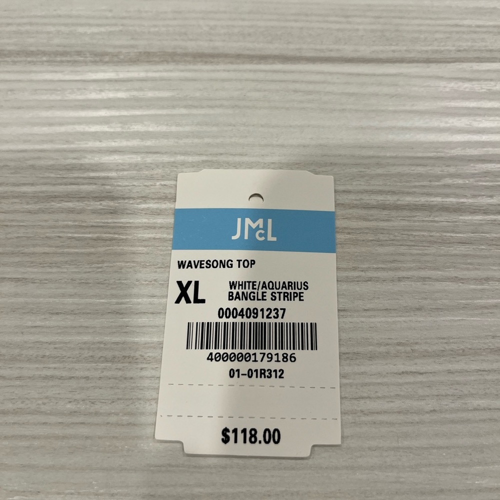 J. McLaughlin top, size XL, aqua and white stripe, bracelet length sleeve. - Picture 5 of 5